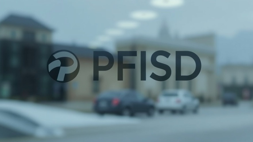 Pflugerville ISD logo on a glass with reflective surface.