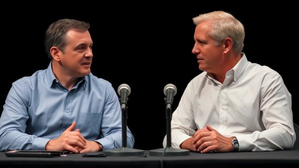 Cancer cure confession discussion with two men and microphones.