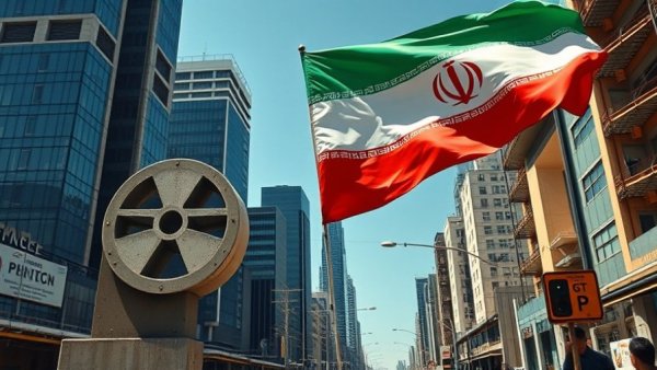 Iran nuclear agreement news: warning sign and flag.