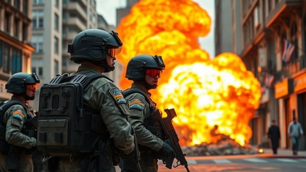 Military presence and fiery explosion suggest Iran uranium controversy.