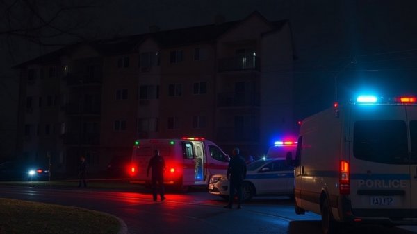 Emergency vehicles outside apartment during Houston infant death investigation.