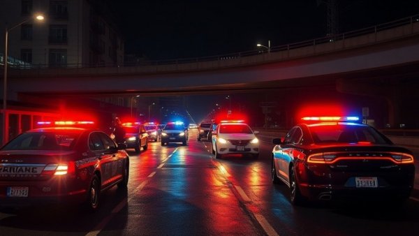 Houston pedestrian hit-and-run scene at night with police activity.