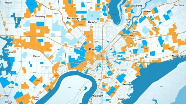 Houston flood risk study map highlighting high-risk areas.