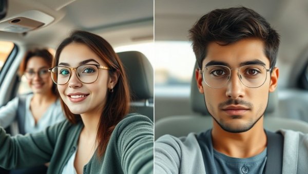 Collage of young woman and a separate portrait of a young man.