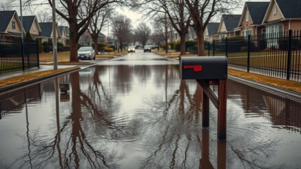 Flooded street highlighting Cypress drainage issues.