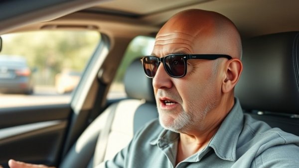 Senior man discussing mental wellness for seniors inside a car.
