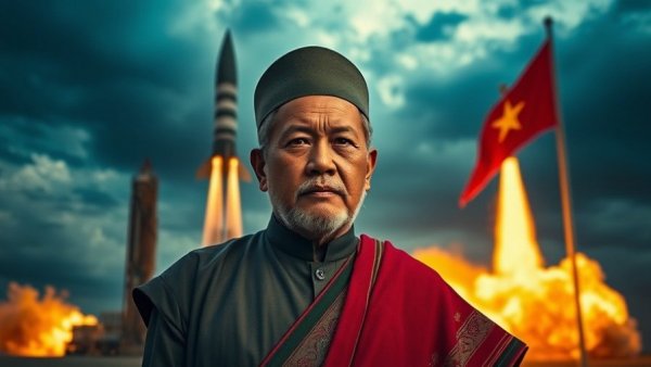 U.S.-Iran Negotiations concept, serious man, symbolic backdrop