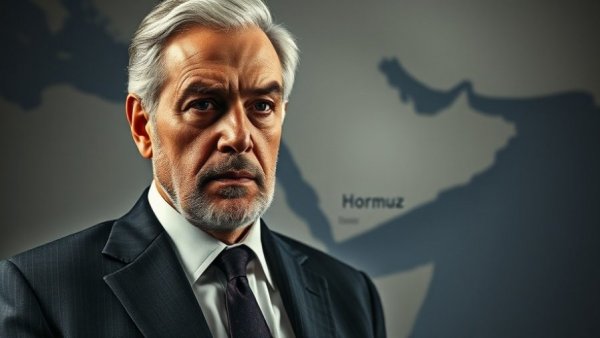 Trump Strategy in the Strait of Hormuz with a map in the background.