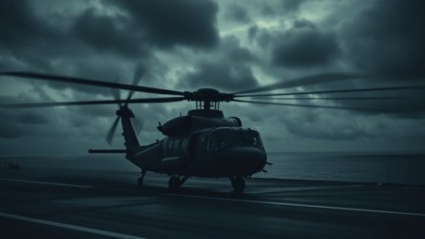 US Marines helicopter night operation in the Gulf of Oman.