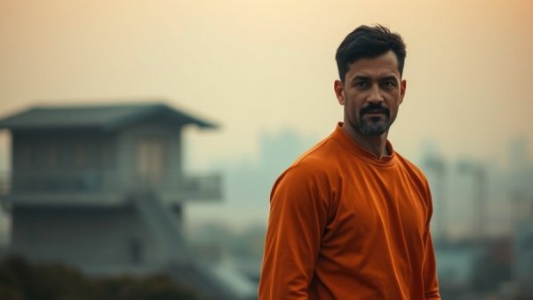 Blurred image of two men in a muted setting.