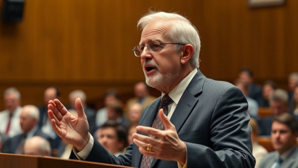 Passionate speaker discussing more competition in healthcare during a conference.