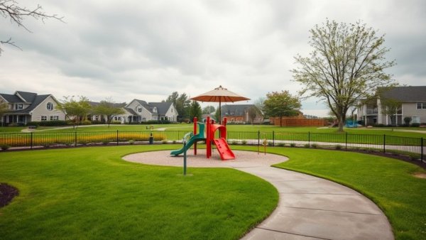 Peaceful view of an Austin neighborhood park playground.