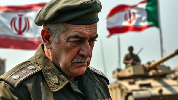 Negotiations amid chaos: leadership dynamics in Iran with soldier and flag.