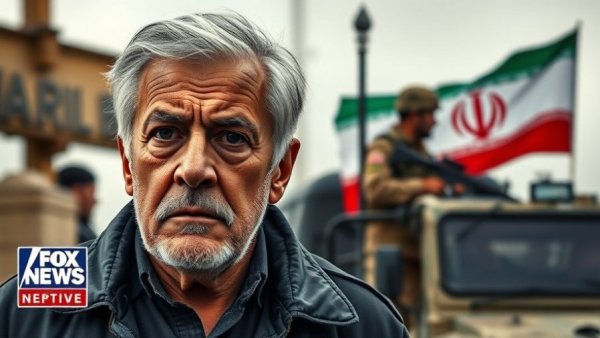 Collage depicting US-Iran negotiations themes with man and soldier.