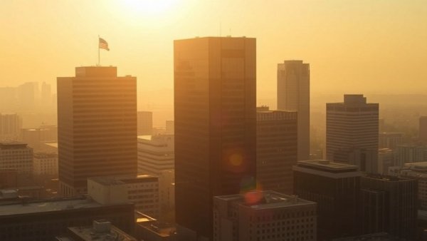 San Antonio business environment skyline with sunrise.