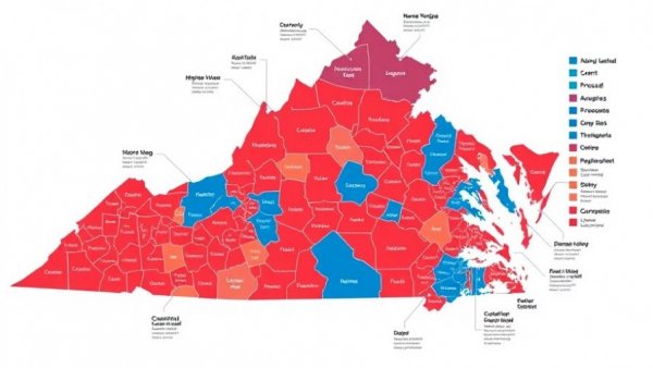 Virginia redistricting plan comparing current and proposed maps with red and blue districts.