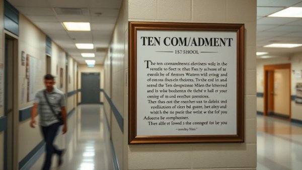 Texas law requiring Ten Commandments poster in school hallway.