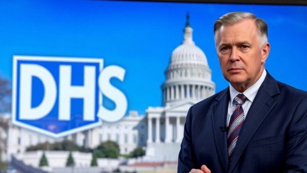 DHS funding crisis discussed on news with Capitol backdrop.