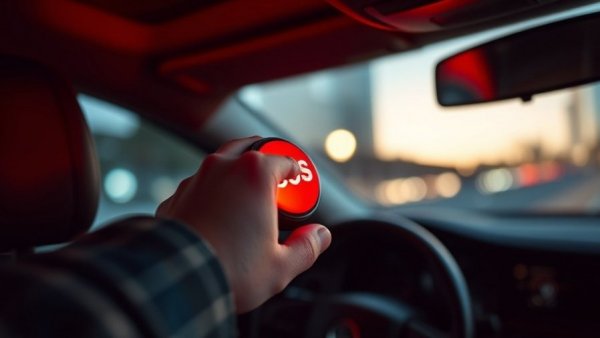 Pressing the SOS button in your car for emergency assistance