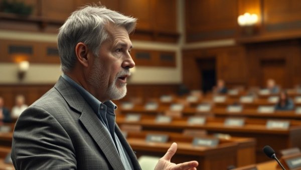 Speaker in legislative session discussing wildfire mitigation policies.