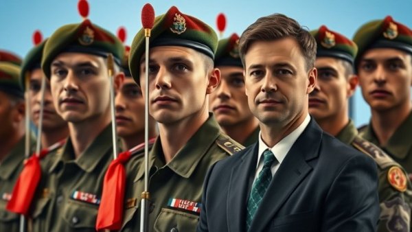 Soldiers and news presenter discussing US news articles.