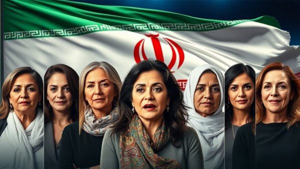 Collage of women with Iranian flag background addressing cancellation of executions for women in Iran.