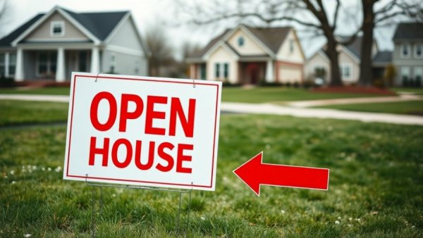 Austin real estate AI, open house sign on a grassy lawn.