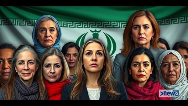 Breaking US news collage featuring diverse women on an Iranian flag.