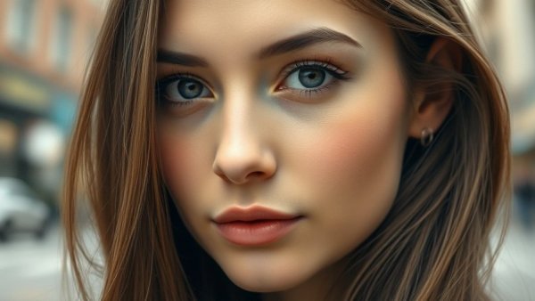 Close-up portrait of a young woman in Houston.