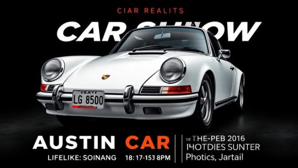 Austin lifestyle car show flyer with classic Porsche.
