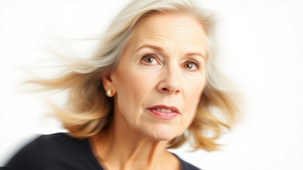 Middle-aged woman with dynamic blur, reflecting neuroplasticity and mental health.