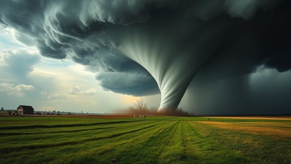Oklahoma tornado destruction impact captured in rural landscape.
