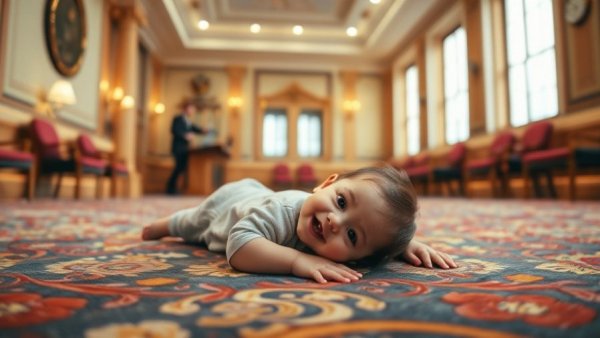 Amusing toddler scene in government office, breaking US news.