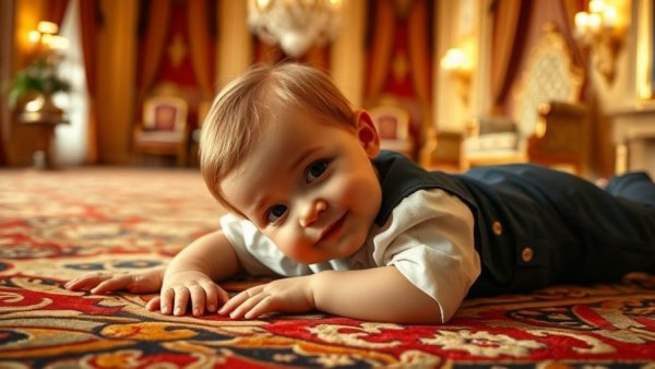 Toddler steals show during Trump Oval Office event, lying on floor.