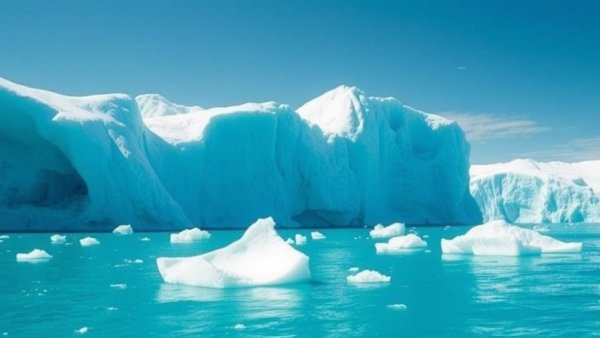 Majestic Antarctic icebergs highlighting climate change.