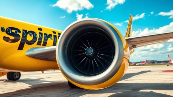 Spirit Airlines plane on Houston runway as part of business news.