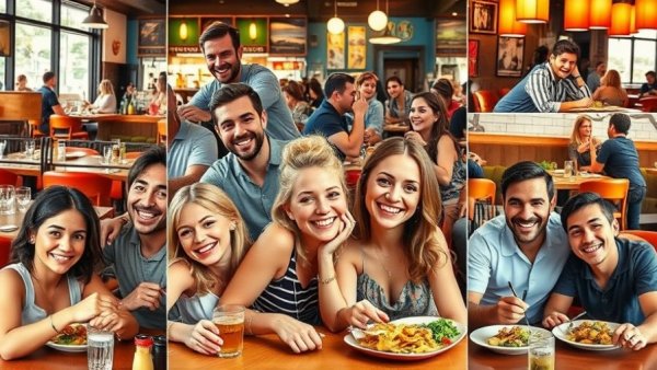 Lively diners enjoying meals in vibrant cheap restaurants in Pearland.