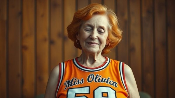 Olivia Ladson Spurs usher tribute with jersey and smiling woman.