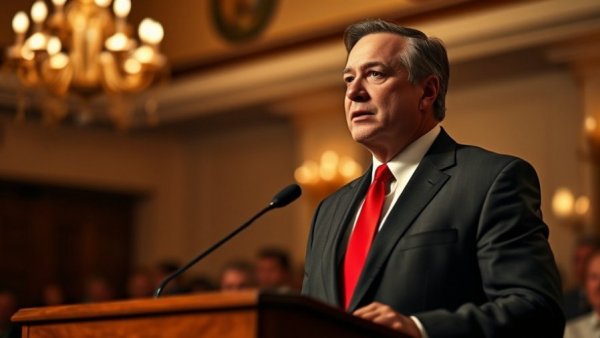 Distinguished man speaking at formal event.