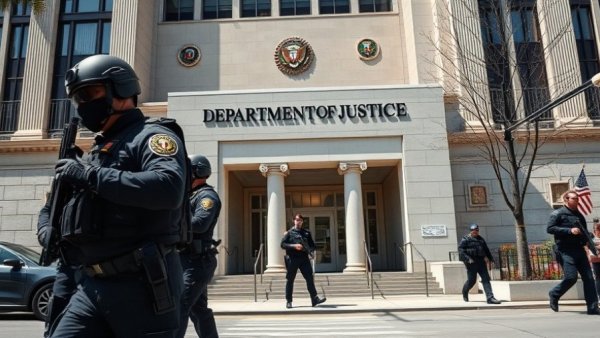 FBI agents patrol near the Department of Justice targeting MS-13 gangs.