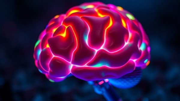 3D brain model with vibrant colors illustrating gut bacteria depression link.