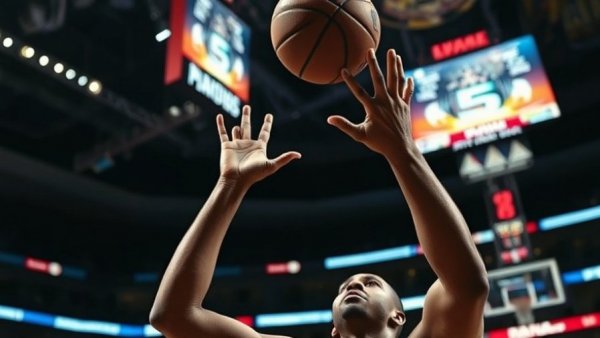 NBA's Top Plays dynamic action shot in playoffs arena.