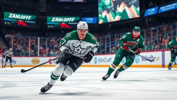 Dallas Stars vs. Minnesota Wild intense NHL playoffs action.