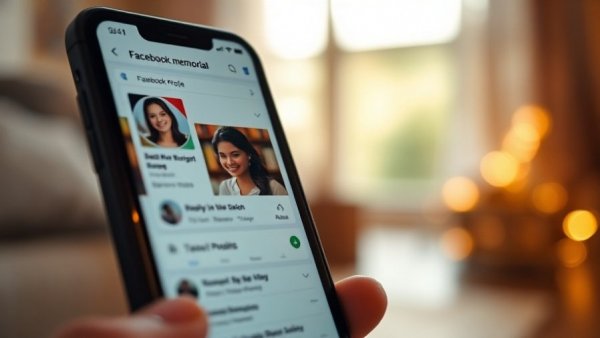 Memorial Facebook profile on smartphone, Meta digital ghost patent.