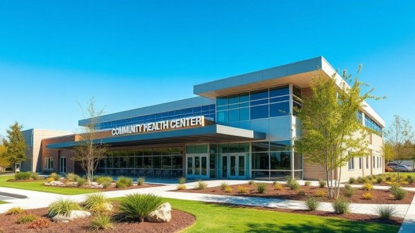 Community health center building showcasing rural health transformation.