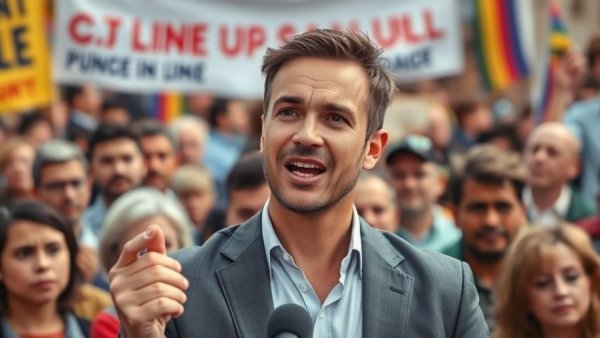 Confident speaker discusses Mamdani racial equity plan at public event