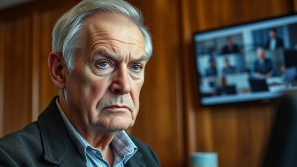 US public safety warnings discussed by an older man on news.