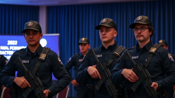 Security personnel at WHCD incident maintaining vigilance.