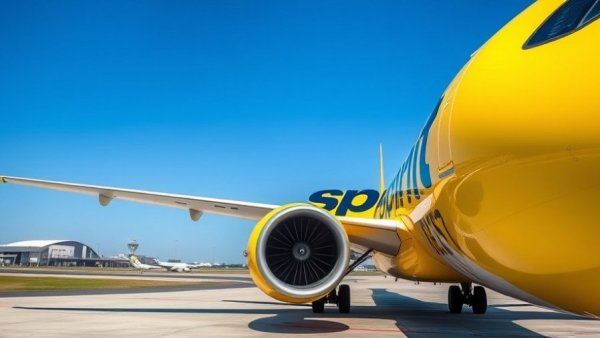 Spirit Airlines airplane highlighting jet engine on the tarmac, Houston news.