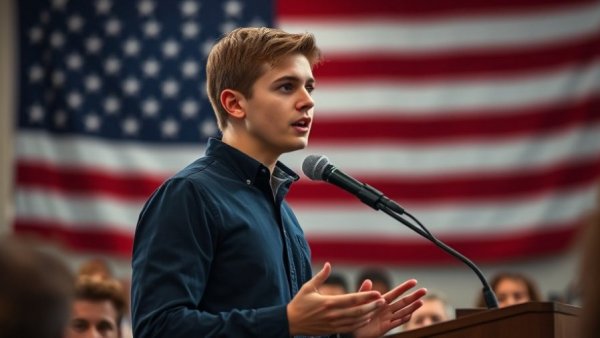 Young man speaking on ending gerrymandering in America.